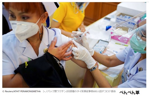 中国製ワクチン接種緒タイ医療従事者600人超が感染